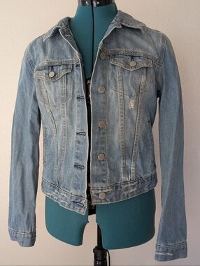 GAP 1969 Distressed Blue Denim Jean Jacket - Small